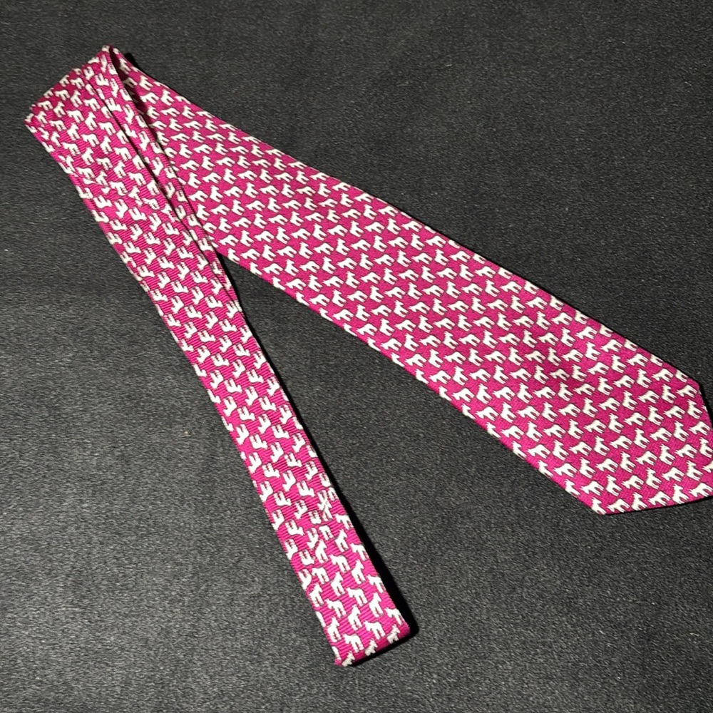 Cape Cod Neckwear Pink Donkey Patterned Men's Tie 100% silk preppy statement tie - Picture 7 of 12